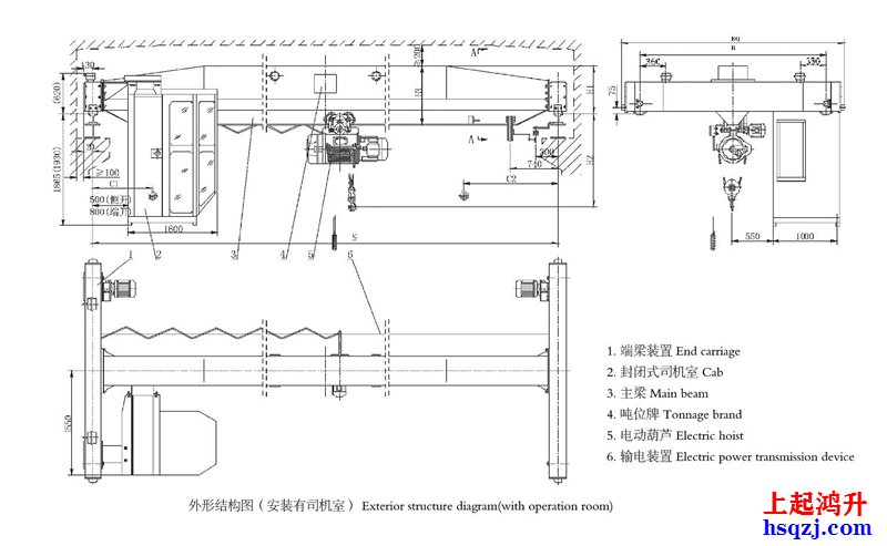 10噸單梁行車(chē)外形尺寸圖片